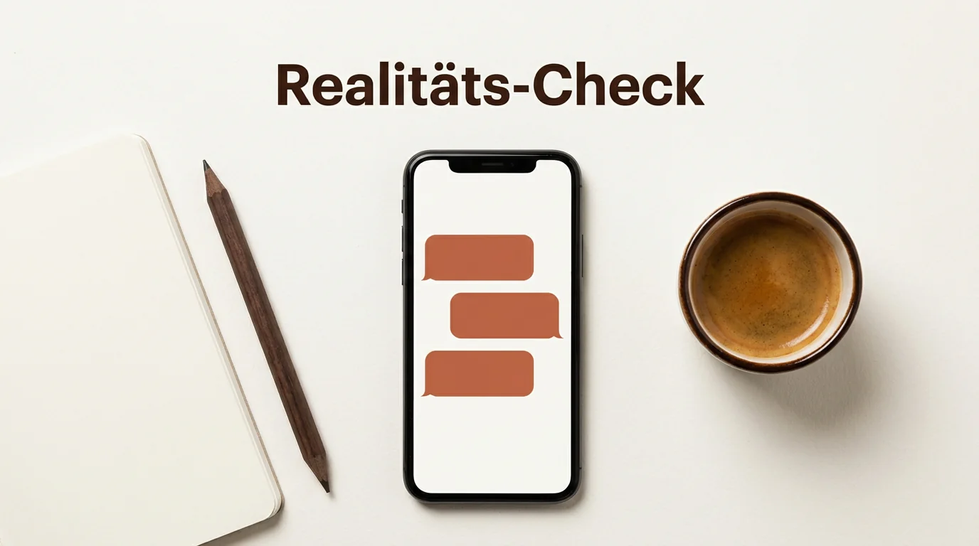 Ein Smartphone mit vielen Chat-Nachrichten neben einer einsamen Kaffeetasse auf hellem Hintergrund als Symbol für reine Schreibbekanntschaften.