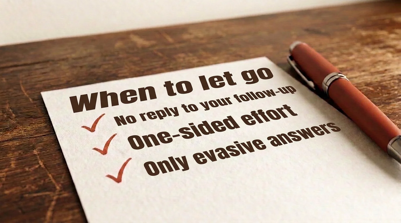 Checklist: When you should let go - no reply to your follow-up, one-sided effort, only evasive answers.