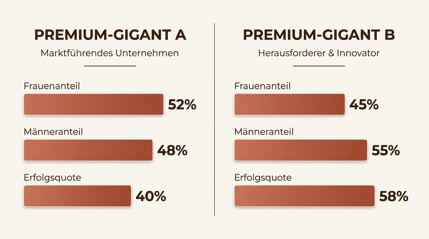 Ein direkter Vergleich der Mitglieder-Statistiken und Erfolgsquoten führender Dating-Portale als Balkendiagramm im minimalistischen Design.